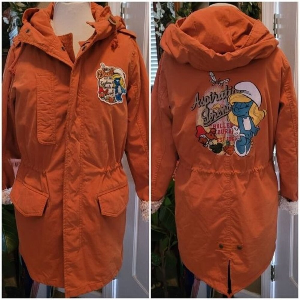 Women's Anorak Smurf Jacket Coat Anime Cartoon Streetwear Sherpa fleece